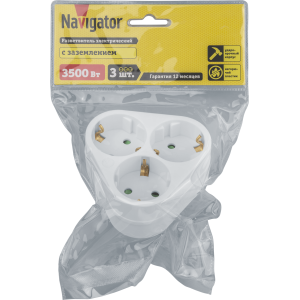 Разветвитель Navigator 94 693 NAD-S-3E-WH 3 гн. (треугольник) с/з. Фото 2