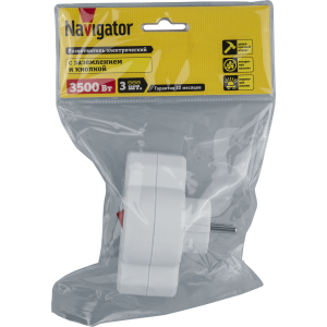 Разветвитель Navigator 94 698 NAD-3-R2F-WH 3 гн. (в ряд) 1гн с/з 2гн б/з. Фото 2