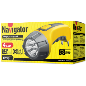 Фонарь Navigator 94 951 NPT-CP03-ACCU Пласт. 4LED, прям. зар-ка, акк.4В, 500мАч.. Фото 2