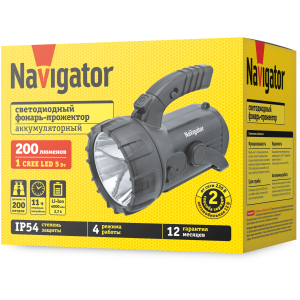 Фонарь Navigator 94 975 NPT-SP12-ACCU Прож/кемп 1LEDx3Вт+18+4LED аккум.3.7В 4Ач. Фото 4