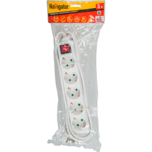 Удлинитель Navigator 71 557 NPE-S-05-300-ESC-3x0.75 с/з с выкл. 5 гн. 3м. Фото 1