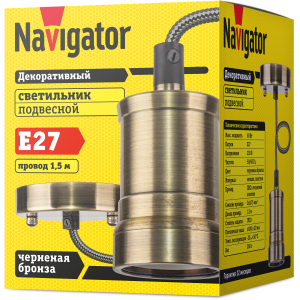 Светильник Navigator 61 521 NIL-SF01-007-E27 60Вт 1,5м. метал. черненая бронза. Фото 2