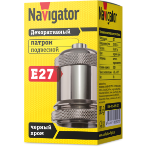Патрон электрический Navigator 61 517 NLH-V01-005-E27 подвес.метал. черный хром. Фото 2