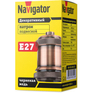 Патрон электрический Navigator 61 519 NLH-V01-006-E27 подвес.метал. черненая медь. Фото 2