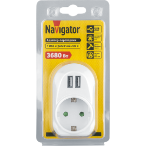 Адаптер Navigator 61 454 NAD-USB01-1E-C-WH с/з 1 гн. USB3.4A. Фото 3
