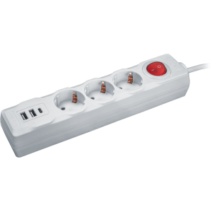 Удлинитель Navigator 61 455 NPE-USB01-03-180-ESC-3X1 с/з выкл.3 гн.1.8м USB2.1A. Фото 1