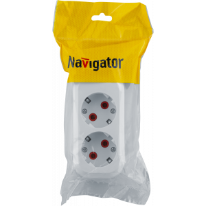 Колодка Navigator 61 582 NCA-BL01-02-E-WH 2гн с/з АБС пластик. Фото 4