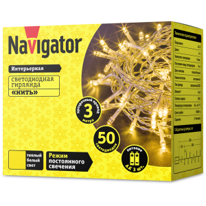 Гирлянда Navigator 61 800 NGF-S01-50WW-5-3m-3AA-TR-IP20. Фото 2