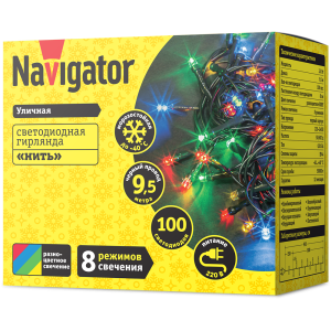 Гирлянда Navigator 61 822 NGF-S01-100RGBY-10-9.5m-230-C8-BL-IP44. Фото 2