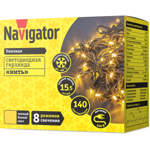 Гирлянда Navigator 61 827 NGF-S01-140WW-10-15.5m-230-C8-BL-IP44. Фото 2