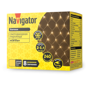 Гирлянда Navigator 61 854 NGF-N01-240WW-12-2x1.5m-230-TR-IP44. Фото 2