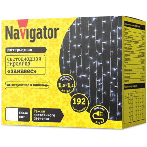 Гирлянда Navigator 61 858 NGF-C01-192CW-10-1.5x1.2m-230-TR-IP20. Фото 2