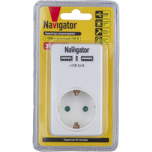 Адаптер Navigator 61 699 NAD-USB02-1E-C-WH с/з 1 гн. USB2.1A. Фото 2