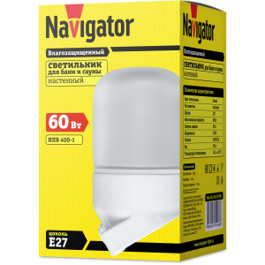Светильник Navigator 14 088 NBL-SA2-60-E27-WH (НПБ 400-1 для сауны). Фото 2