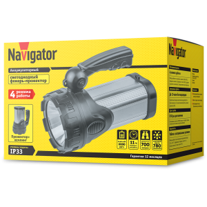 Фонарь Navigator 14 666 NPT-SP25-ACCU Прож/кемп.1LED,10Вт+28LED,6Вт,акк.4В 6Ач. Фото 2