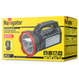 Фонарь Navigator 14 672 NPT-SP27-ACCU Прож/кемп.1LED,3Вт+24LED,3Вт,акк.4,4В 3Ач. Фото 2