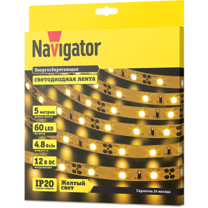 СД Лента Navigator 80 298 NLS-3528Y60-4.8-IP20-12V R5. Фото 2