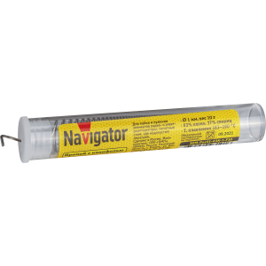 Припой Navigator 93 101 NEM-Pos01-63K-1-F10 (ПОС-63, колба, 1 мм, 10 гр). Фото 1