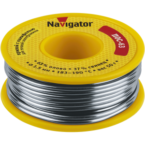 Припой Navigator 93 781 NEM-Pos05-63K-1.5-K50 (ПОС-63, катушка, 1.5 мм, 50 гр). Фото 1