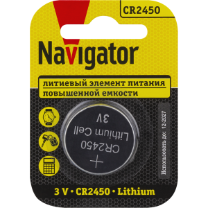Элемент питания Navigator 93 824 NBT-CR2450-BP1. Фото 1
