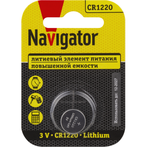 Элемент питания Navigator 93 825 NBT-CR1220-BP1. Фото 1