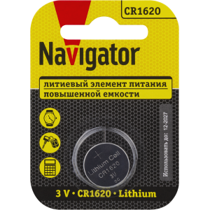 Элемент питания Navigator 93 827 NBT-CR1620-BP1. Фото 1