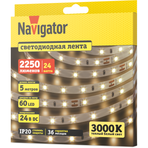 СД Лента Navigator 95 311 NLS-2835WW60-4.8-IP20-24V 5м. Фото 2