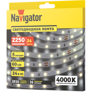 СД Лента Navigator 95 305 NLS-2835W60-4.8-IP20-24V 5м. Фото 2