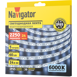СД Лента Navigator 95 300 NLS-2835CW60-4.8-IP65-24V 5м. Фото 2