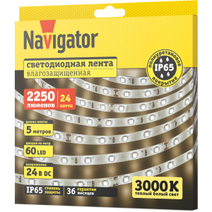 СД Лента Navigator 95 312 NLS-2835WW60-4.8-IP65-24V 5м. Фото 2