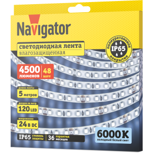 СД Лента Navigator 95 297 NLS-2835CW120-9.6-IP65-24V 5м. Фото 2