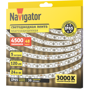СД Лента Navigator 95 308 NLS-2835WW120-9.6-IP65-24V 5м. Фото 2