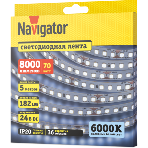 СД Лента Navigator 95 298 NLS-2835CW182-14-IP20-24V 5м. Фото 2