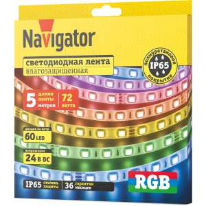 СД Лента Navigator 95 314 NLS-5050RGB60-14.4-IP65-24V 5м. Фото 2