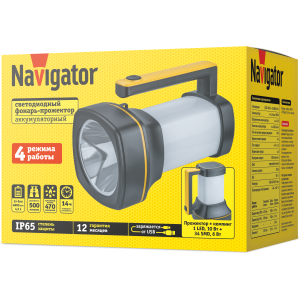 Фонарь Navigator 95 568 NPT-SP38-ACCU прож/кемп.1LED,10W+34SMD,6W,4хli-ion 1,2Ач. Фото 4