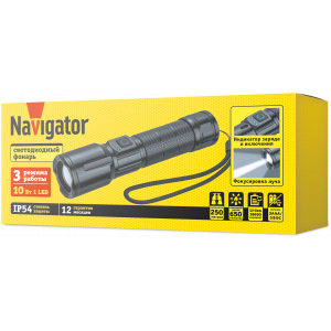 Фонарь Navigator 95 660 NPT-CM20-ACCU алюм.3 реж,1LED 10Вт, Li-ion 4,2В,1200мАч. Фото 3