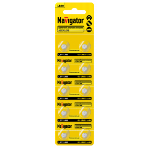 Элемент питания Navigator 95 665 NBT-08 (LR60, AG1, LR621, BP10). Фото 1