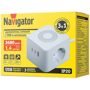 Удлинитель Navigator 95 685 NPE-USB06-02-140-ESC-3X1-PD20W. Фото 4