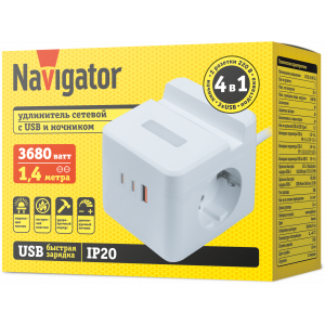 Удлинитель Navigator 95 686 NPE-USB06-02-140-ESC-3X1-H-PD20W. Фото 4