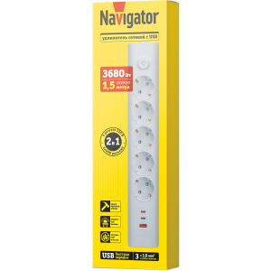 Удлинитель Navigator 95 690 NPE-USB06-05-150-ESC-3X1-PD20W. Фото 4