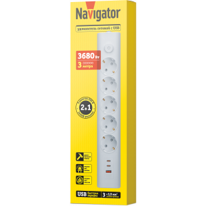 Удлинитель Navigator 95 691 NPE-USB06-05-300-ESC-3X1-PD20W. Фото 4