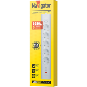 Удлинитель Navigator 95 692 NPE-USB06-05-500-ESC-3X1-PD20W. Фото 4