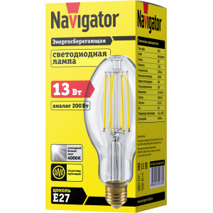 Лампа Navigator 14 338 NLL-ED75-13-230-840-Е27-CL. Фото 2