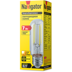 Лампа Navigator 14 441 NLL-F-T39-7-230-2.7K-E27-CL (110 mm). Фото 2