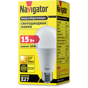 Лампа Navigator 61 200 NLL-A60-15-230-2.7K-E27. Фото 2