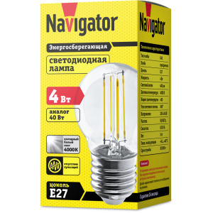 Лампа Navigator 61 343 NLL-F-G45-4-230-4K-E27. Фото 2