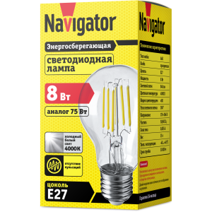 Лампа Navigator 61 345 NLL-F-A60-8-230-4K-E27. Фото 2