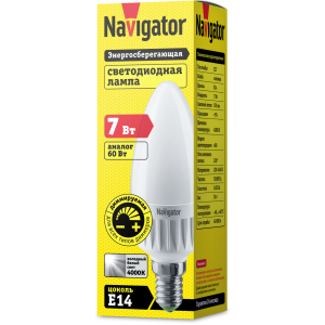 Лампа Navigator 61 380 NLL-C37-7-230-4K-E14-FR-DIMM. Фото 2