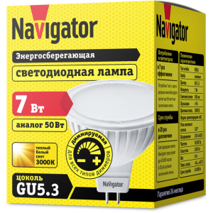 Лампа Navigator 61 382 NLL-MR16-7-230-3K-GU5.3-DIMM. Фото 2