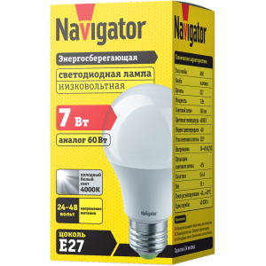 Лампа Navigator 61 474 NLL-A60-7-24/48-4K-E27. Фото 2